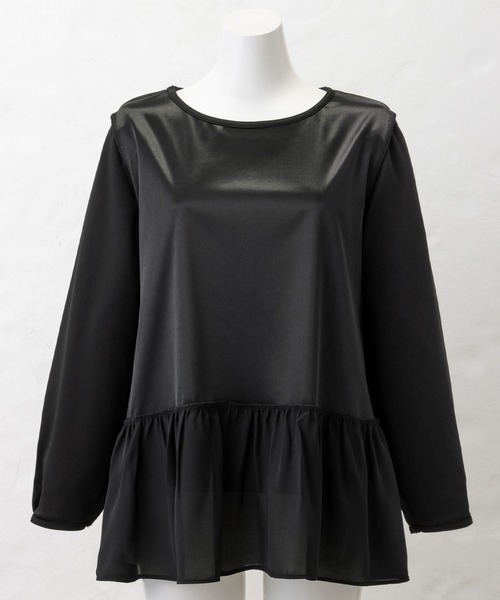 alotta(アロッタ)の「シフォンレイヤードブラウス(シャツ/ブラウス・レディース・ブラック/ホワイト・M/L/LL/3L)」の11枚目の写真