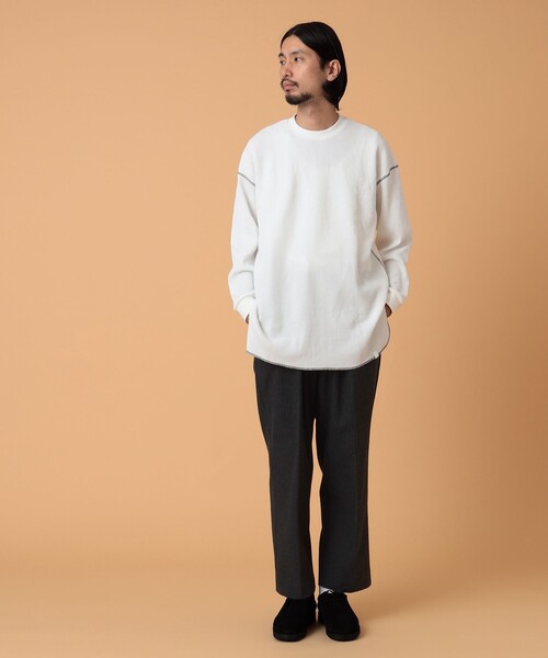 BEAMS LIGHTS(ビームスライツ)の「BEAMS LIGHTS / TCワッフル ロングスリーブ カットソー(Tシャツ/カットソー・メンズ・ホワイト/ブラック/グレー・LARGE/SMALL/MEDIUM)」の4枚目の写真