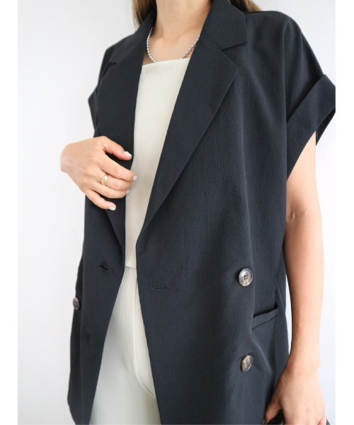 TRUNC（トランクエイティーエイト）の「Sleeveless Double Jacket（テーラードジャケット・レディース・ブラック・FREE）」の3枚目の写真