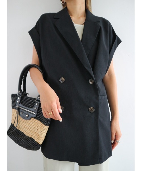 TRUNC（トランクエイティーエイト）の「Sleeveless Double Jacket（テーラードジャケット・レディース・ブラック・FREE）」の6枚目の写真