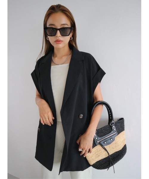 TRUNC（トランクエイティーエイト）の「Sleeveless Double Jacket（テーラードジャケット・レディース・ブラック・FREE）」の4枚目の写真