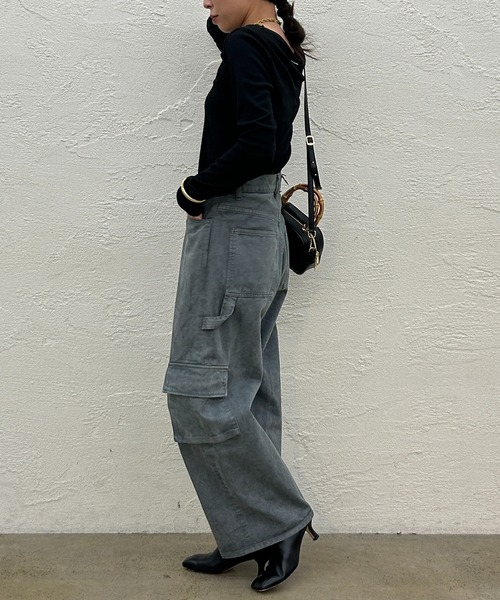 LOUNGEDRESS（ラウンジドレス）の「BASICテレコロンT（Tシャツ/カットソー・レディース・オフホワイト/チャコールグレー/ブラック/ベージュ・FREE）」の9枚目の写真