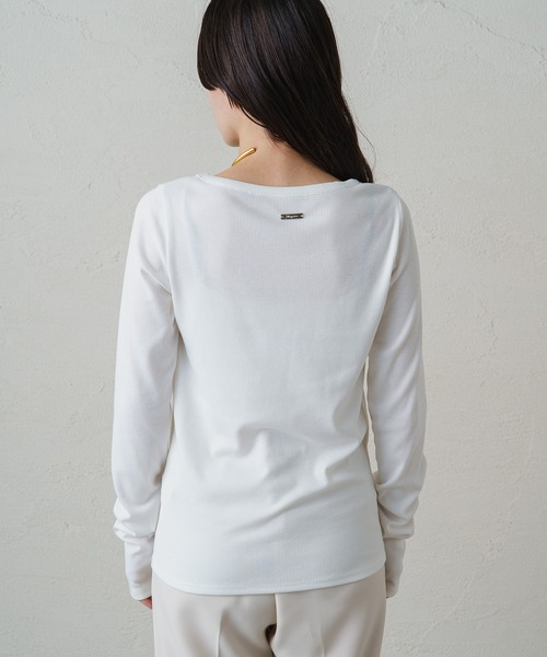 LOUNGEDRESS（ラウンジドレス）の「BASICテレコロンT（Tシャツ/カットソー・レディース・オフホワイト/チャコールグレー/ブラック/ベージュ・FREE）」の7枚目の写真