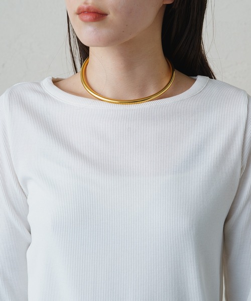 LOUNGEDRESS（ラウンジドレス）の「BASICテレコロンT（Tシャツ/カットソー・レディース・オフホワイト/チャコールグレー/ブラック/ベージュ・FREE）」の19枚目の写真