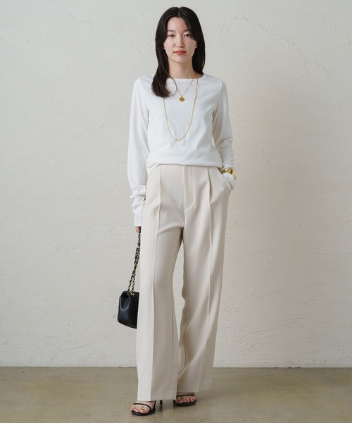 LOUNGEDRESS（ラウンジドレス）の「BASICテレコロンT（Tシャツ/カットソー・レディース・オフホワイト/チャコールグレー/ブラック/ベージュ・FREE）」の21枚目の写真