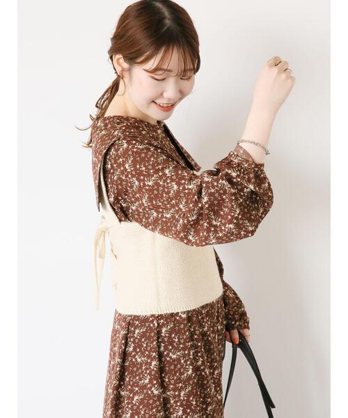 ehka sopo（エヘカソポ）の「ニットビスチェ（ベスト・レディース・ベージュ/キナリ/ブラック・F）」の6枚目の写真