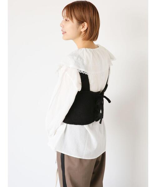 ehka sopo（エヘカソポ）の「ニットビスチェ（ベスト・レディース・ベージュ/キナリ/ブラック・F）」の9枚目の写真