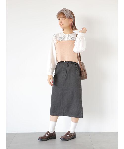 ehka sopo（エヘカソポ）の「ニットビスチェ（ベスト・レディース・ベージュ/キナリ/ブラック・F）」の12枚目の写真