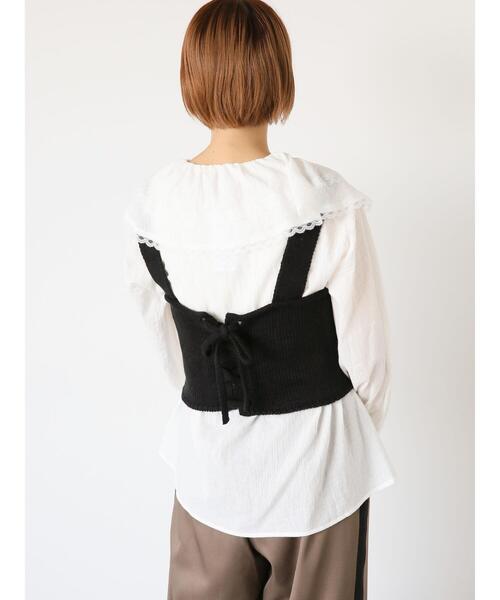 ehka sopo（エヘカソポ）の「ニットビスチェ（ベスト・レディース・ベージュ/キナリ/ブラック・F）」の16枚目の写真