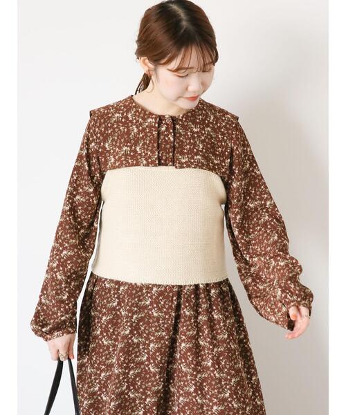 ehka sopo（エヘカソポ）の「ニットビスチェ（ベスト・レディース・ベージュ/キナリ/ブラック・F）」の20枚目の写真