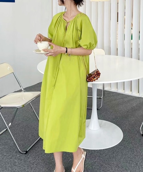 Dewlily(デューリリー)の「ラウンドネックワンピース(ワンピース・レディース・ブラック/グリーン・FREE)」の8枚目の写真