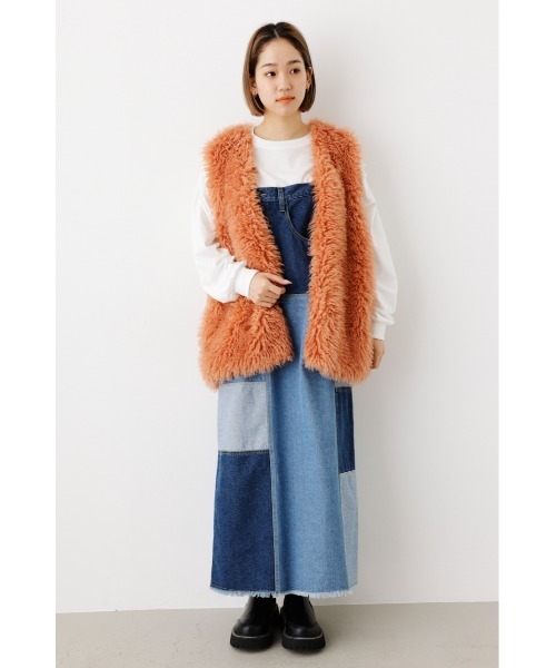 RODEO CROWNS WIDE BOWL(ロデオクラウンズワイドボウル)の「カラーフォーファーベスト(ベスト・レディース・ライトグリーン/オレンジ・FREE)」の8枚目の写真