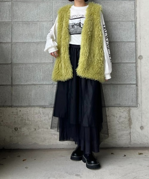 RODEO CROWNS WIDE BOWL(ロデオクラウンズワイドボウル)の「カラーフォーファーベスト(ベスト・レディース・ライトグリーン/オレンジ・FREE)」の21枚目の写真