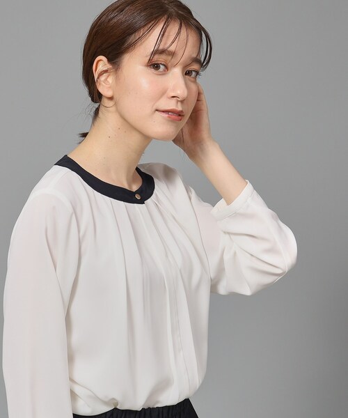 SHOO・LA・RUE（シューラルー）の「◆【通勤/デイリー/セレモニーにも】配色バンドカラー風ブラウス【CIRCRIC】（シャツ/ブラウス・レディース・ブルー系8/ベージュ系その他7/ブラック系3・05/01/04/02/03）」の9枚目の写真