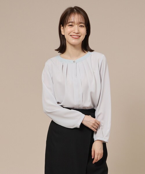 SHOO・LA・RUE（シューラルー）の「◆【通勤/デイリー/セレモニーにも】配色バンドカラー風ブラウス【CIRCRIC】（シャツ/ブラウス・レディース・ブルー系8/ベージュ系その他7/ブラック系3・05/01/04/02/03）」の18枚目の写真