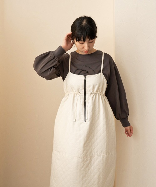 LHELBIE(レルビエ)の「キルトジャガードキャミワンピース(ワンピース・レディース・ブラック/アイボリー/キャメル・M)」の14枚目の写真