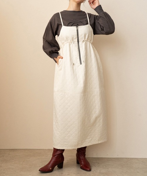 LHELBIE(レルビエ)の「キルトジャガードキャミワンピース(ワンピース・レディース・ブラック/アイボリー/キャメル・M)」の18枚目の写真