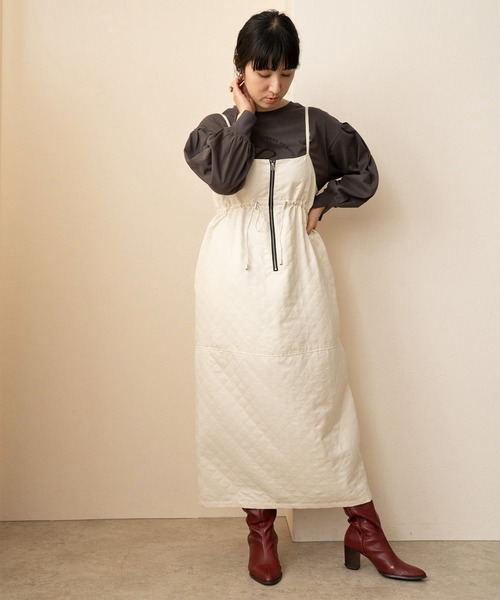 LHELBIE(レルビエ)の「キルトジャガードキャミワンピース(ワンピース・レディース・ブラック/アイボリー/キャメル・M)」の20枚目の写真
