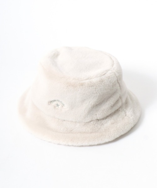 CONVERSE（コンバース）の「CONVERSE（コンバース）ブランドワンポイントロゴ刺繍フェイクファーバケットハット/無地/ヒョウ柄レオパード（ハット・レディース・ブラック/アイボリー/ホワイト系その他/レオパード/グレー/オフホワイト/ホワイト系その他2/パープル・FREE）」の18枚目の写真