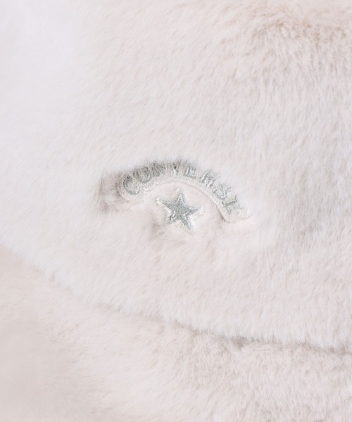 CONVERSE（コンバース）の「CONVERSE（コンバース）ブランドワンポイントロゴ刺繍フェイクファーバケットハット/無地/ヒョウ柄レオパード（ハット・レディース・ブラック/アイボリー/ホワイト系その他/レオパード/グレー/オフホワイト/ホワイト系その他2/パープル・FREE）」の17枚目の写真