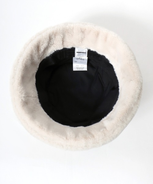 CONVERSE（コンバース）の「CONVERSE（コンバース）ブランドワンポイントロゴ刺繍フェイクファーバケットハット/無地/ヒョウ柄レオパード（ハット・レディース・ブラック/アイボリー/ホワイト系その他/レオパード/グレー/オフホワイト/ホワイト系その他2/パープル・FREE）」の12枚目の写真