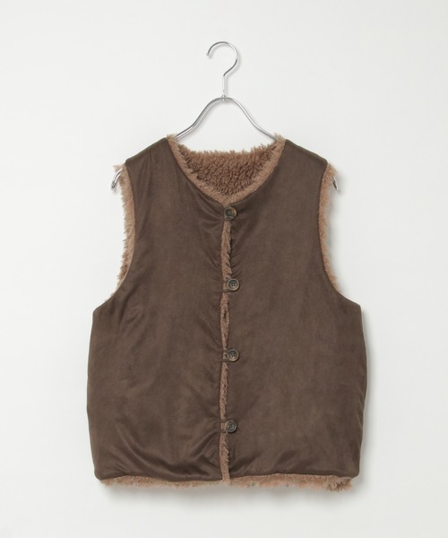 LBC(エルビーシー)の「ボアファーベスト(ベスト・レディース・オフホワイト/ブラウン・L/M)」の4枚目の写真