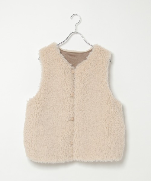 LBC(エルビーシー)の「ボアファーベスト(ベスト・レディース・オフホワイト/ブラウン・L/M)」の3枚目の写真