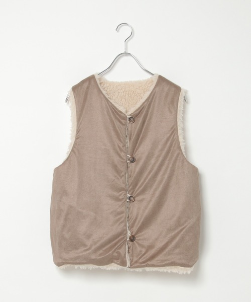 LBC(エルビーシー)の「ボアファーベスト(ベスト・レディース・オフホワイト/ブラウン・L/M)」の6枚目の写真