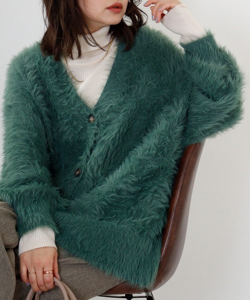 【セール】&soiree モヘアライクシャギーニットカーディガン（カーディガン/ボレロ）｜＆soiree（アンドソワレ）