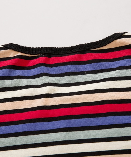 HOOK（フック）の「HOOK -original-　溶けるハート刺繍カラフルボーダー長袖tシャツ（Tシャツ/カットソー・メンズ・ブラック/ホワイト・M/L/XL）」の5枚目の写真