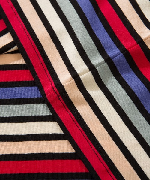 HOOK（フック）の「HOOK -original-　溶けるハート刺繍カラフルボーダー長袖tシャツ（Tシャツ/カットソー・メンズ・ブラック/ホワイト・M/L/XL）」の6枚目の写真