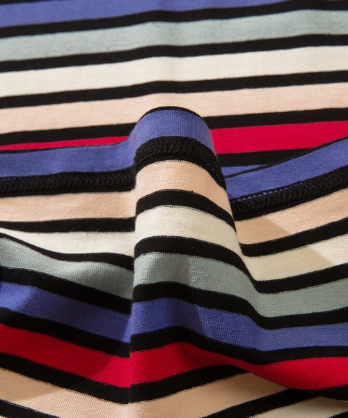 HOOK（フック）の「HOOK -original-　溶けるハート刺繍カラフルボーダー長袖tシャツ（Tシャツ/カットソー・メンズ・ブラック/ホワイト・M/L/XL）」の7枚目の写真