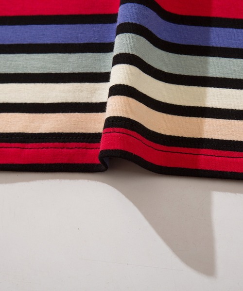 HOOK（フック）の「HOOK -original-　溶けるハート刺繍カラフルボーダー長袖tシャツ（Tシャツ/カットソー・メンズ・ブラック/ホワイト・M/L/XL）」の8枚目の写真