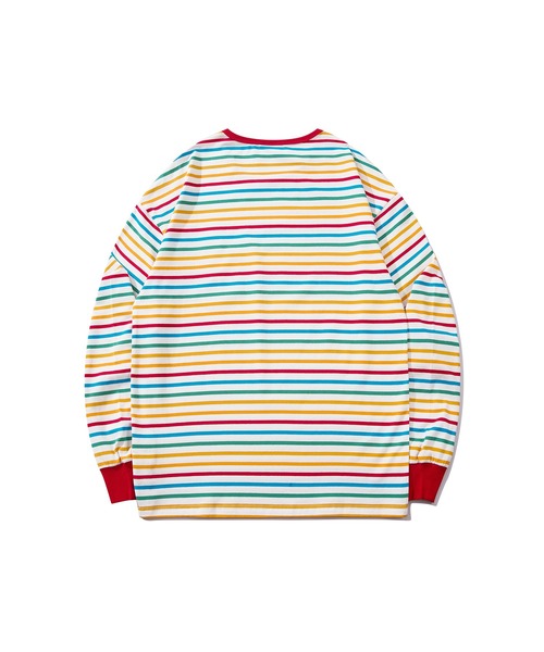 HOOK（フック）の「HOOK -original-　溶けるハート刺繍カラフルボーダー長袖tシャツ（Tシャツ/カットソー・メンズ・ブラック/ホワイト・M/L/XL）」の13枚目の写真