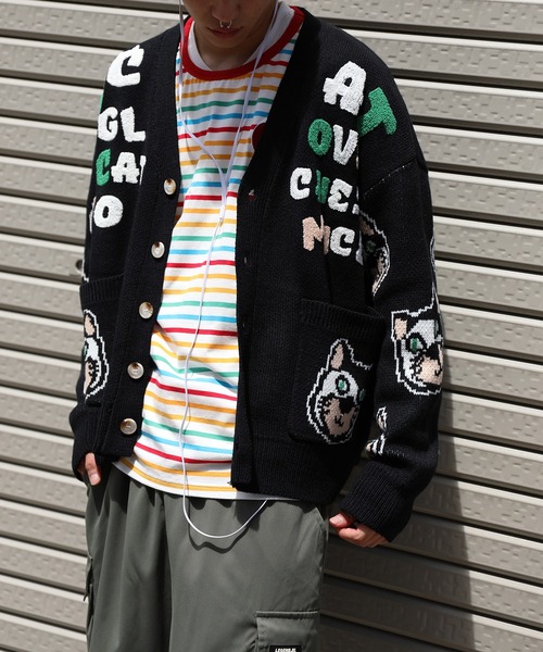 HOOK（フック）の「HOOK -original-　溶けるハート刺繍カラフルボーダー長袖tシャツ（Tシャツ/カットソー・メンズ・ブラック/ホワイト・M/L/XL）」の21枚目の写真