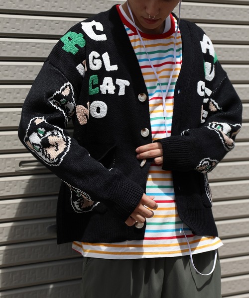 HOOK（フック）の「HOOK -original-　溶けるハート刺繍カラフルボーダー長袖tシャツ（Tシャツ/カットソー・メンズ・ブラック/ホワイト・M/L/XL）」の22枚目の写真