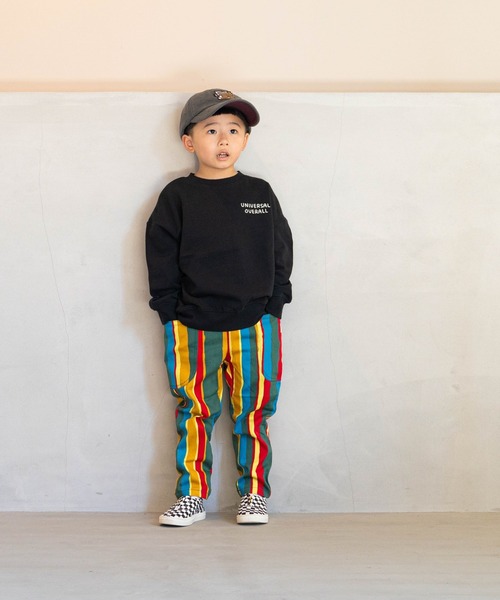 UNIVERSAL OVERALL（ユニバーサルオーバーオール）の「【UNIVERSAL OVERALL】別注プリントトレーナー（80～150cm）（スウェット・キッズ・ベージュ/オフホワイト/ブラック・80/90/95/100/110/120/130/140/150）」の6枚目の写真