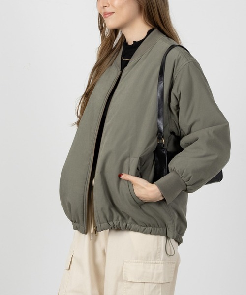 NAVY(ネイビー)の「NAVY キレイめ ミリタリーコート MA-1タイプ はっ水(ミリタリージャケット・レディース・ブラック/ライトベージュ/オリーブ・M/L)」の3枚目の写真