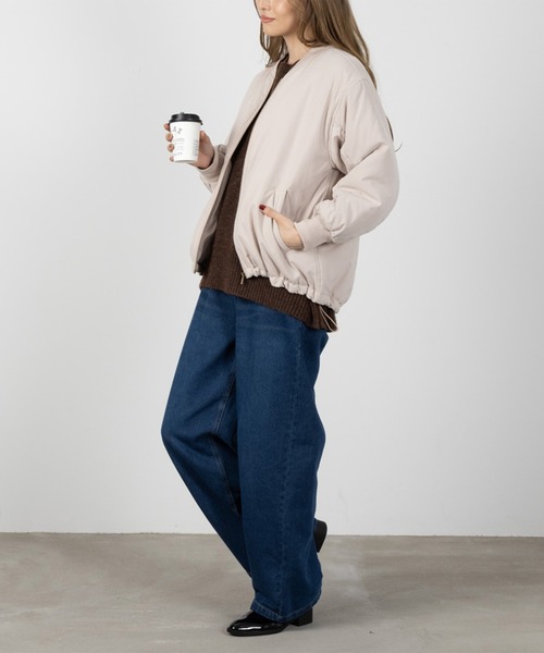 NAVY(ネイビー)の「NAVY キレイめ ミリタリーコート MA-1タイプ はっ水(ミリタリージャケット・レディース・ブラック/ライトベージュ/オリーブ・M/L)」の4枚目の写真