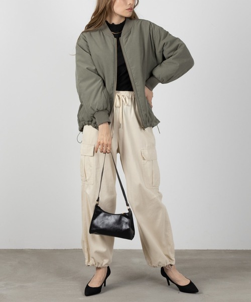 NAVY(ネイビー)の「NAVY キレイめ ミリタリーコート MA-1タイプ はっ水(ミリタリージャケット・レディース・ブラック/ライトベージュ/オリーブ・M/L)」の8枚目の写真