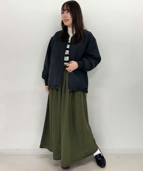 NAVY(ネイビー)の「NAVY キレイめ ミリタリーコート MA-1タイプ はっ水(ミリタリージャケット・レディース・ブラック/ライトベージュ/オリーブ・M/L)」の10枚目の写真