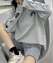 【BURNER Recommend Select】袖プリント スウェット ロンT oku-tops-665422843625-20 Y