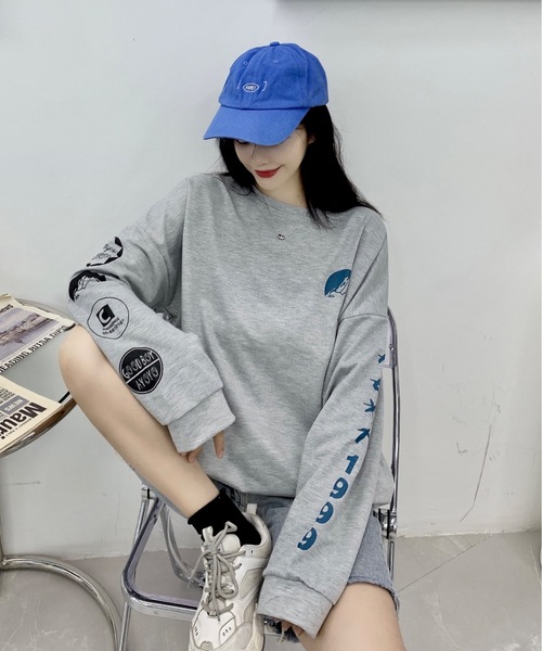 Burner(バーナー)の「【BURNER Recommend Select】袖プリント スウェット ロンT oku-tops-665422843625-20 Y(スウェット・レディース・ブラック/ホワイト/グレー・L/XL)」の7枚目の写真