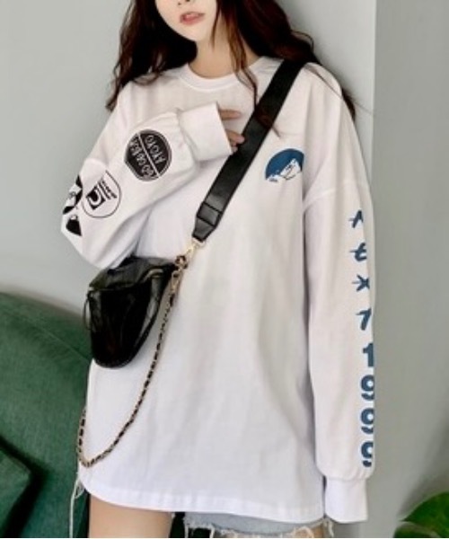 Burner(バーナー)の「【BURNER Recommend Select】袖プリント スウェット ロンT oku-tops-665422843625-20 Y(スウェット・レディース・ブラック/ホワイト/グレー・L/XL)」の4枚目の写真