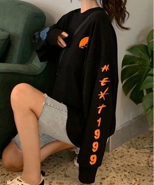 Burner(バーナー)の「【BURNER Recommend Select】袖プリント スウェット ロンT oku-tops-665422843625-20 Y(スウェット・レディース・ブラック/ホワイト/グレー・L/XL)」の18枚目の写真