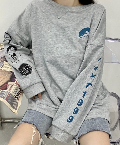 Burner(バーナー)の「【BURNER Recommend Select】袖プリント スウェット ロンT oku-tops-665422843625-20 Y(スウェット・レディース・ブラック/ホワイト/グレー・L/XL)」の21枚目の写真