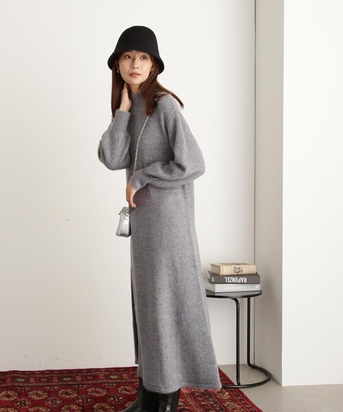 N.(N. Natural Beauty Basic)(エヌエヌナチュラルビューティーベーシック)の「◆セミAラインニットワンピース(ワンピース・レディース・オレンジ/グレー/ベージュ・MEDIUM)」の21枚目の写真