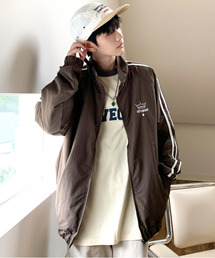 neos | 【neos -addictive design-】ルーズシルエット ワンポイント ロゴ 刺繍 ナイロン ライン トラックジャケット(ナイロンジャケット)