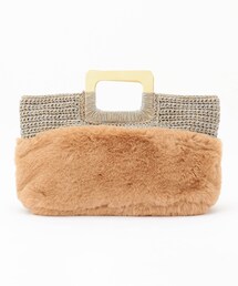 Cachellier スクエアハンドル異素材切替トート