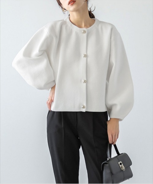 Lajour(ラジュール)の「日本製 ニットカーディガン(カーディガン/ボレロ・レディース・ホワイト/ブラック・フリー)」の17枚目の写真